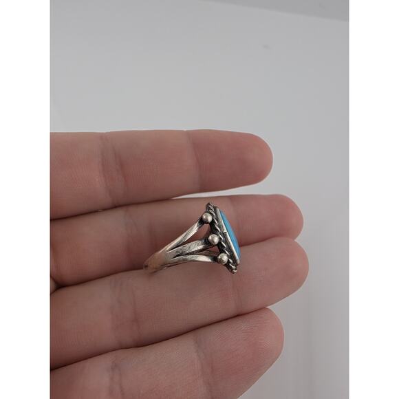 Native American Sterling Silver 925 Turquoise Ring Size 7.5 - Picture 4 of 8